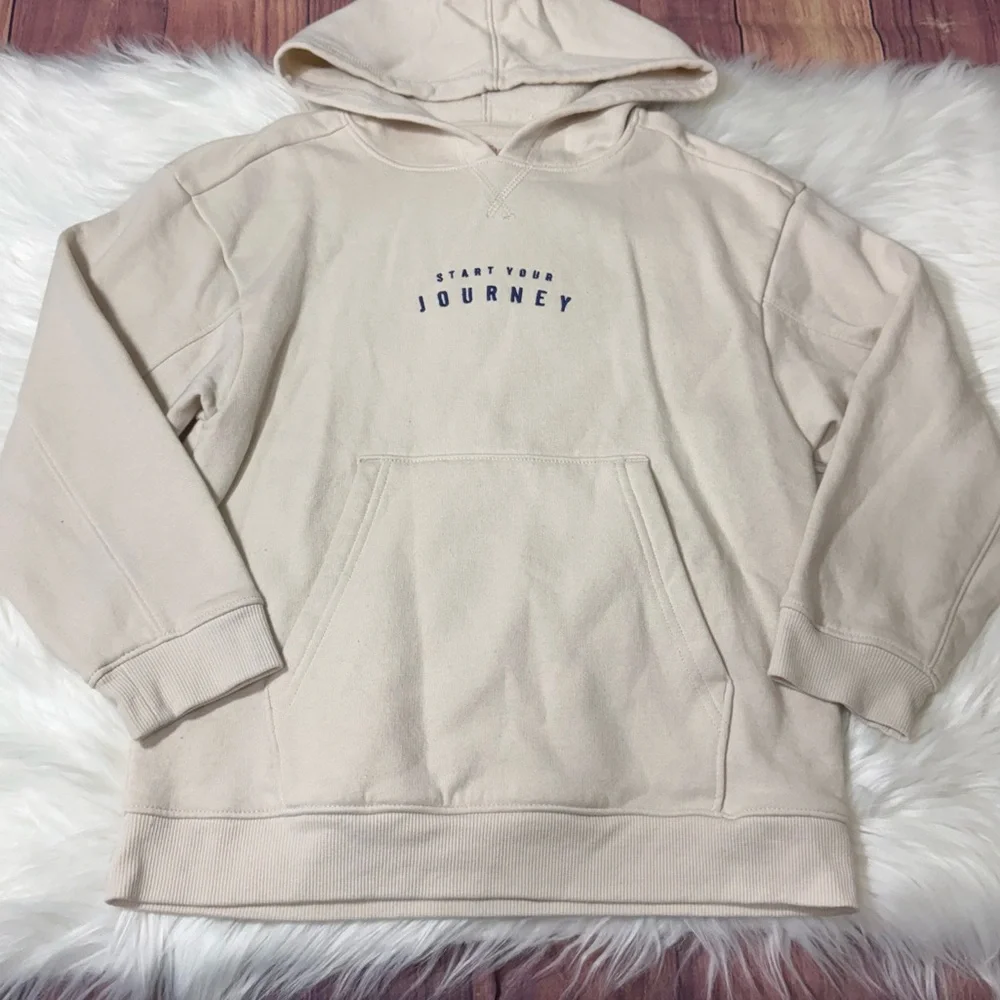 Cat & Jack Beige Pullover Hoodie Sweatshirt - Boys Size Small (6/7)